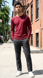 Maroon Full Sleeves T-Shirt