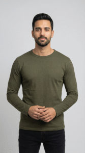 Mustard-Green Full Sleeves T-Shirt